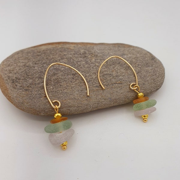 Collection "Les trésors de Margaux" boucles d'oreilles verre poli par la mer