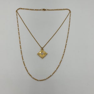 Double row necklace in white and gold stainless steel image 4