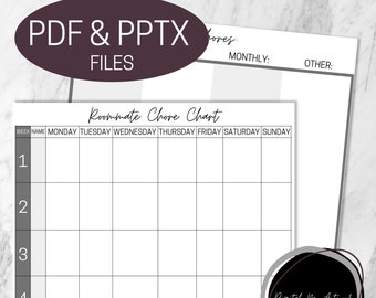 May include: A black and white printable roommate chore chart with the text "Roommate Chore Chart" at the top. The chart is divided into seven columns for each day of the week and four rows for each week of the month. The chart is designed to help roommates keep track of their chores.