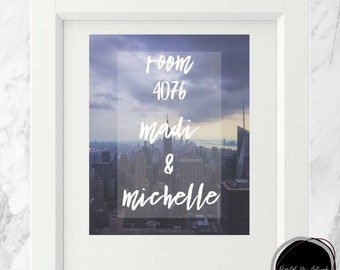 CUSTOM Dorm Room Number Name Sign, Dorm Room Door Decor, College Girl Dorm Room, Roommate Custom Sign