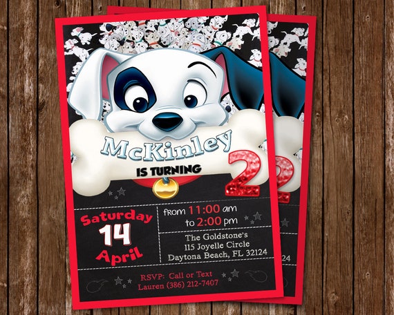 101 Dalmatians Invitation 101 Dalmatians Birthday Party Dogs Etsy