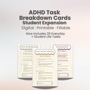 ADHD Task Breakdown Cards | Executive Dysfunction, Student Study Support (Digital Download) image 7