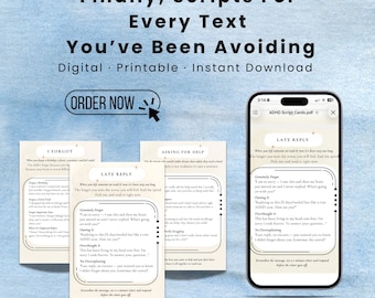 ADHD Communication Cards | Text & Email Templates | Anxiety Social Scripts | Neurodivergent Tools | Digital Download
