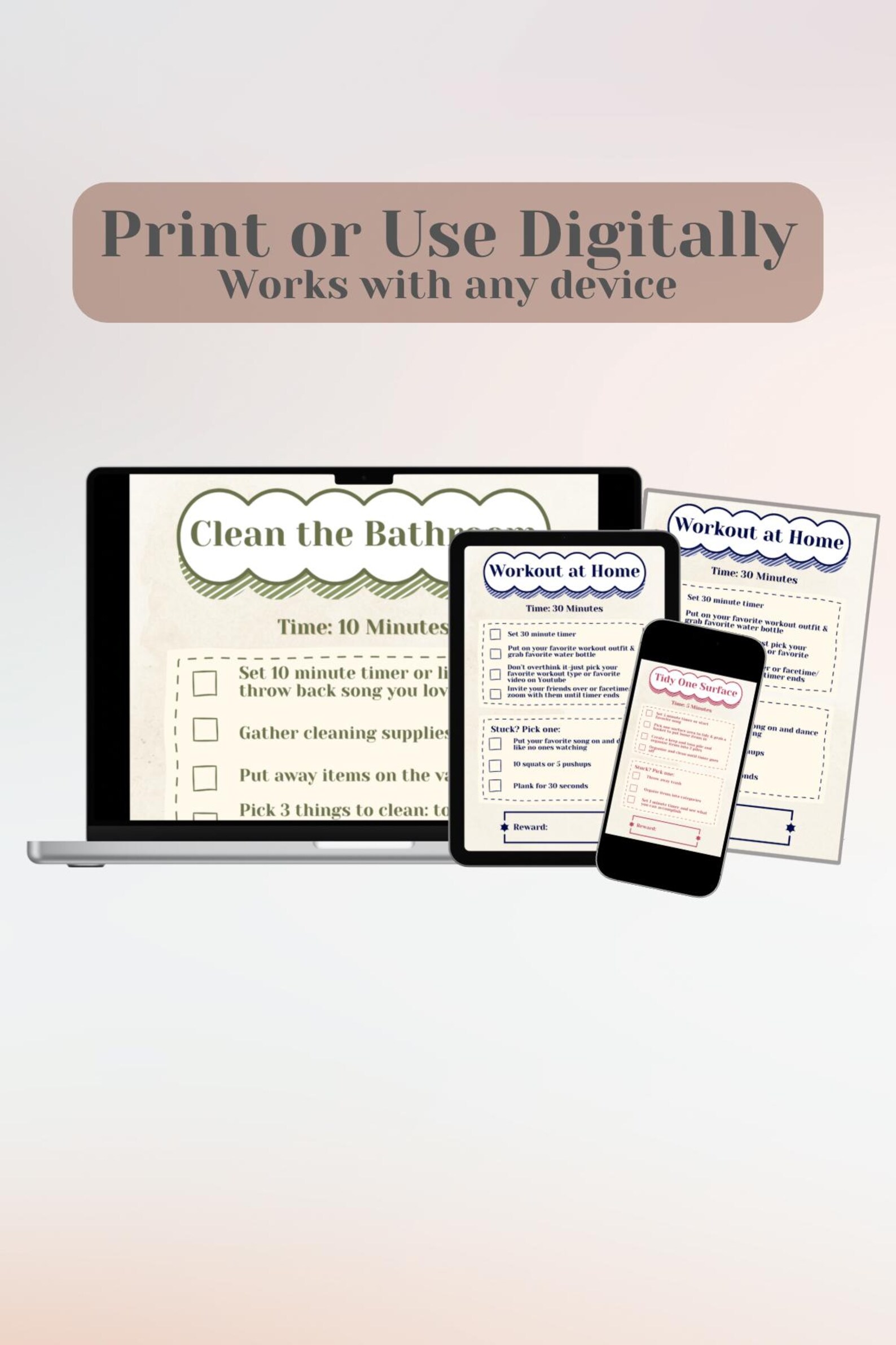 ADHD Task Breakdown Cards | Printable Executive Function Tool (digital ...