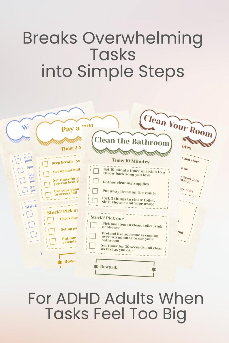 ADHD Task Breakdown Cards | Printable Executive Function Tool (digital ...