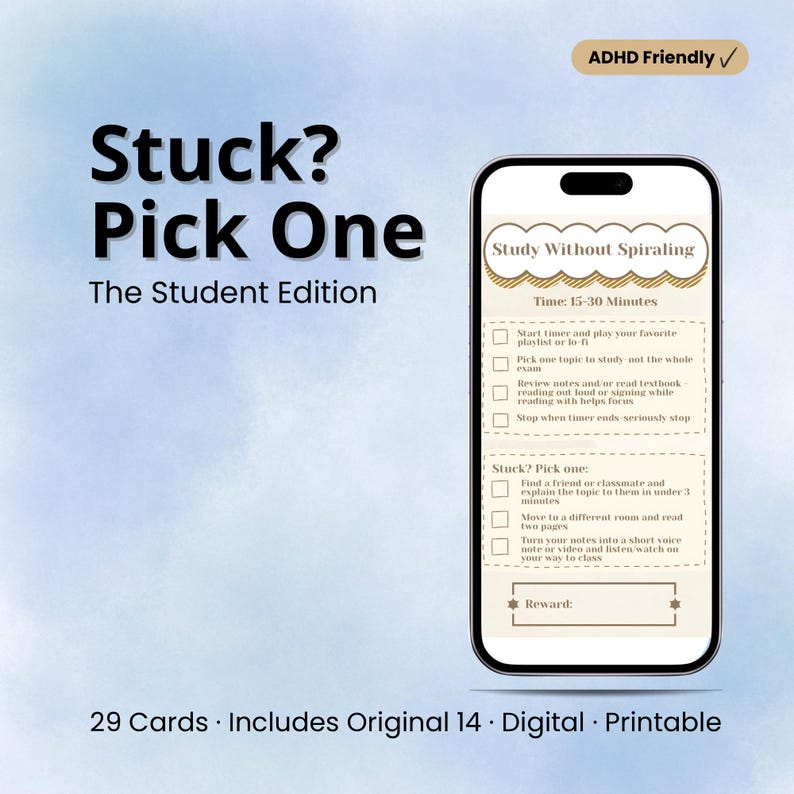 ADHD Task Breakdown Cards | Executive Dysfunction, Student Study Support (Digital Download) image 2