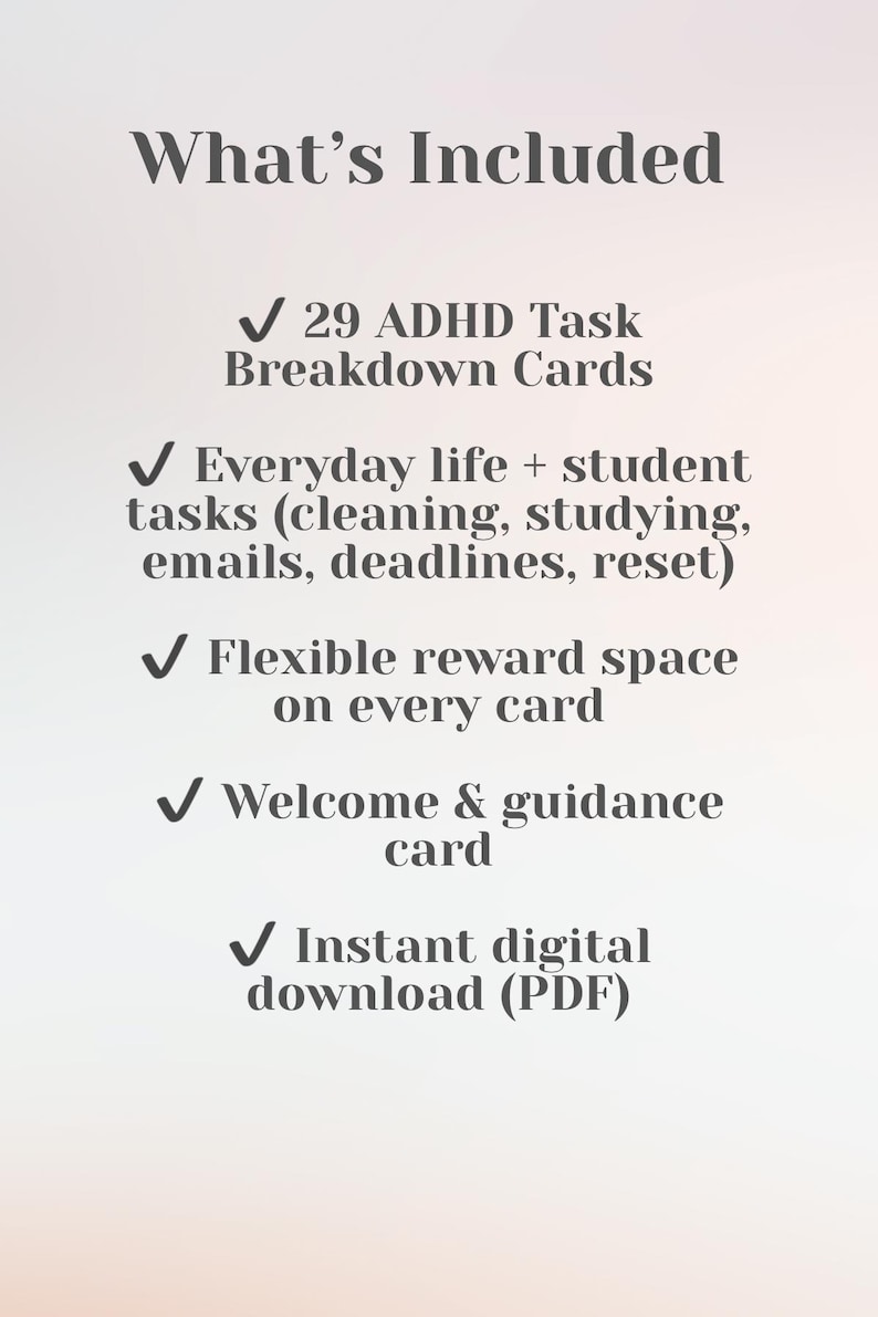 ADHD Task Breakdown Cards | Executive Dysfunction, Student Study Support (Digital Download) image 5