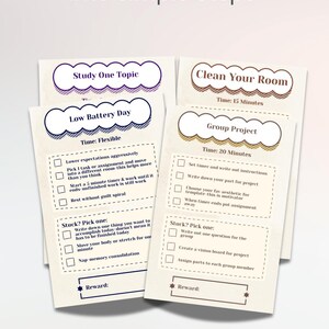 ADHD Task Breakdown Cards | Executive Dysfunction, Student Study Support (Digital Download) image 3