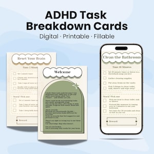 ADHD Task Breakdown Cards | Printable Chore Cards for Adults (Digital Download)