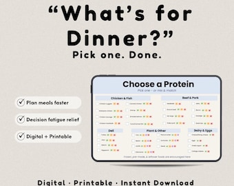 Healthy Meal Planning Cards | Allergy-Friendly Lunch & Dinner Ideas (Digital Download)