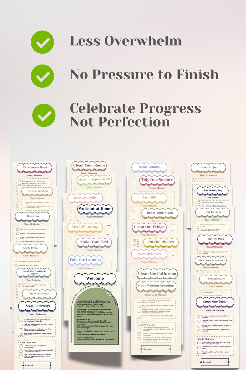 ADHD Task Breakdown Cards | Executive Dysfunction, Student Study Support (Digital Download) image 4