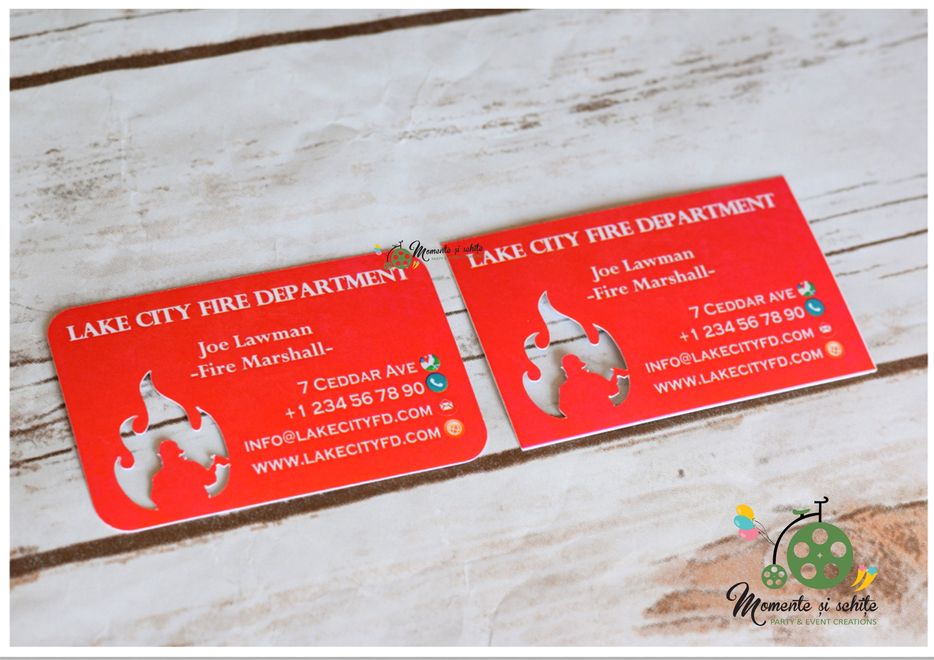 Fireman Business Cards, Firefighter, Unique Interior Cut, Special