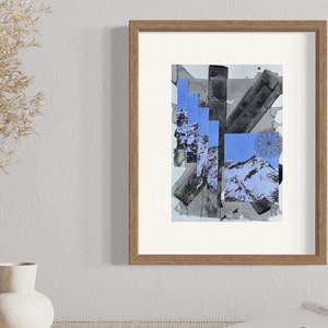 Abstract mountain mixed media artwork