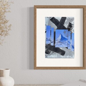Abstract mountain mixed media artwork