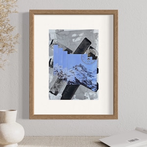 Abstract mountain mixed media artwork