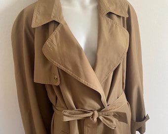Vintage 70s Golden Trench Coat by MURA Design Made in Slovenia Autumn Belted Long Coat Mob Wife Style Gift for Her