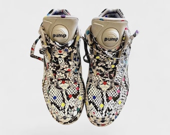 Rare Reebok Pump Omni Lite x Melody Ehsani Multicolor Polka-Snake Print Sneakers Retro Shoes, EU 37,5 Collect Limited Edition Sneaker Shoes