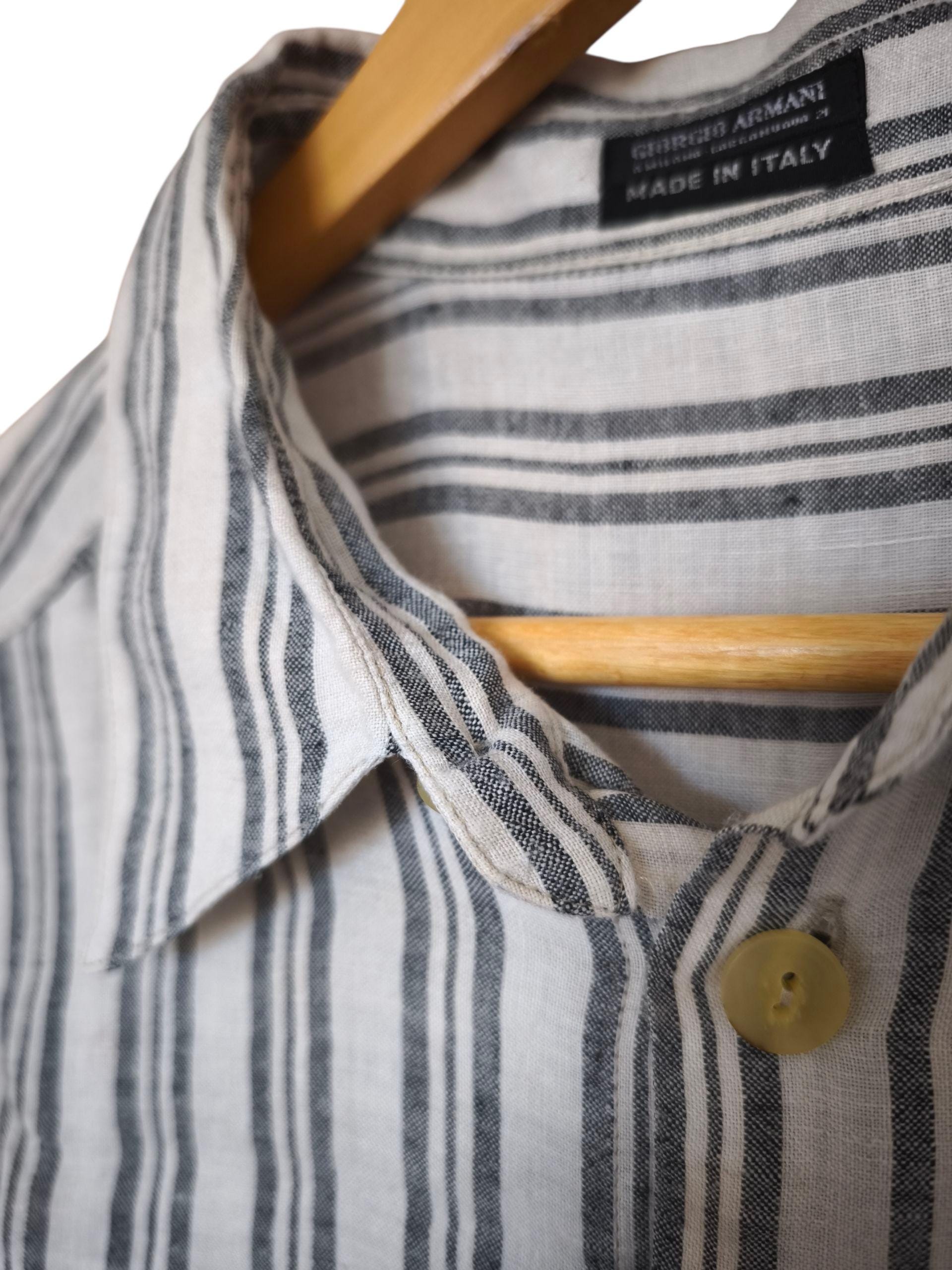 Vintage Giorgio Armani Linen Striped Shirt | 100% Lino Pinstripe
