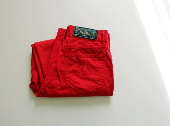 Vintage Fendi Roma Amor 90s Hight Waist Red Pants Italy Swinger International Red Pants Gift for Her Vintage Jeans 80s Etsy Canada