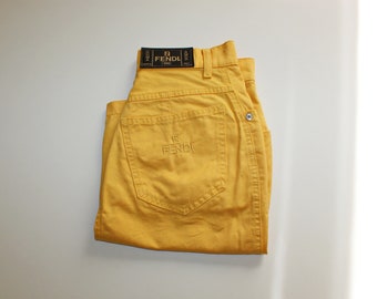 Fendi Vintage Yellow High Waist Amor Swinger International Skirt Size 28 Girlfriend Gift Gift For Her Italia Vintage 90s