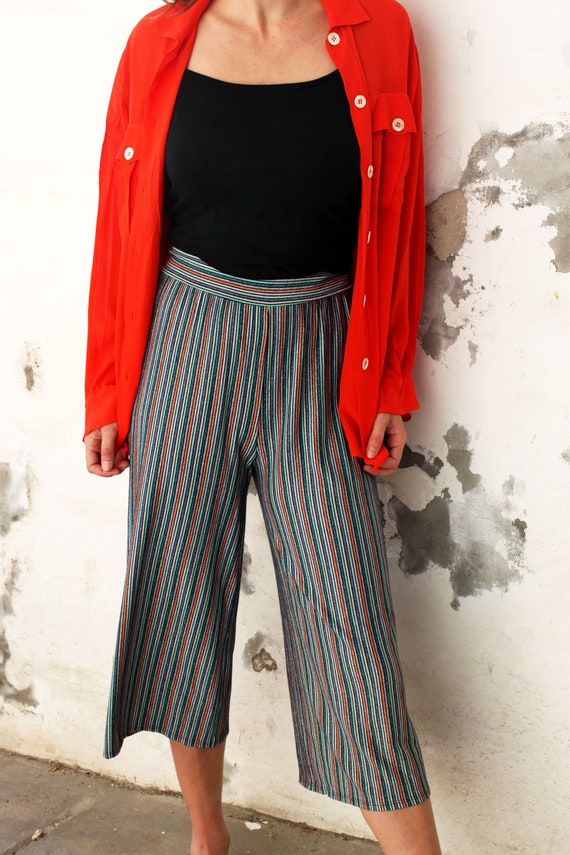 Vintage Stripe, Palazzo Pants, Wide Leg Pants, 90s
