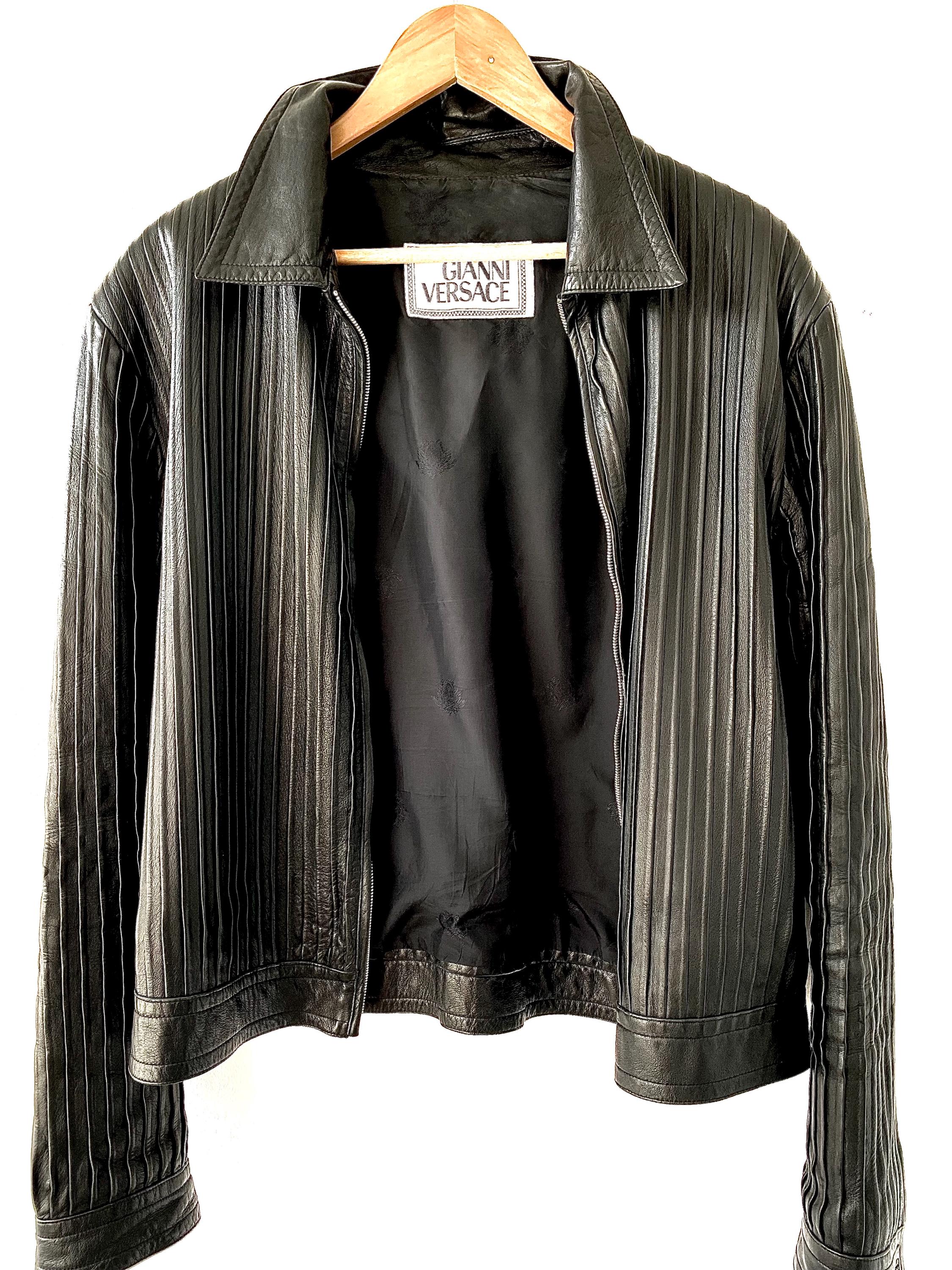 ジャケット・アウター 1980s gianni versace double zip leather Gianni Versace Vintage Genuine leather jacket with metallic