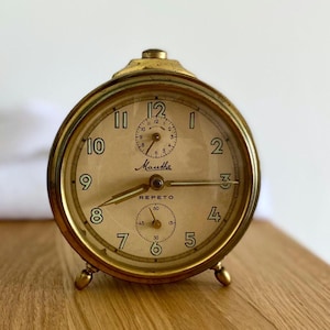 Vintage Mauthe Repeto Alarm Clock – 1960s German Mechanical Clock, Art Deco Collectible, Working, Retro Mid-Century, Gift for Collectors