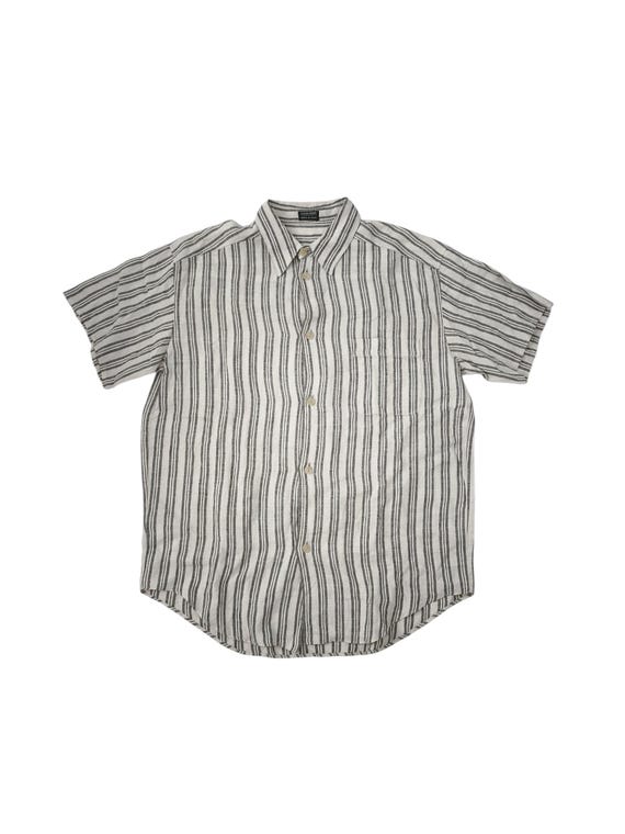 Vintage Giorgio Armani Linen Striped Shirt | 100% Lino Pinstripe