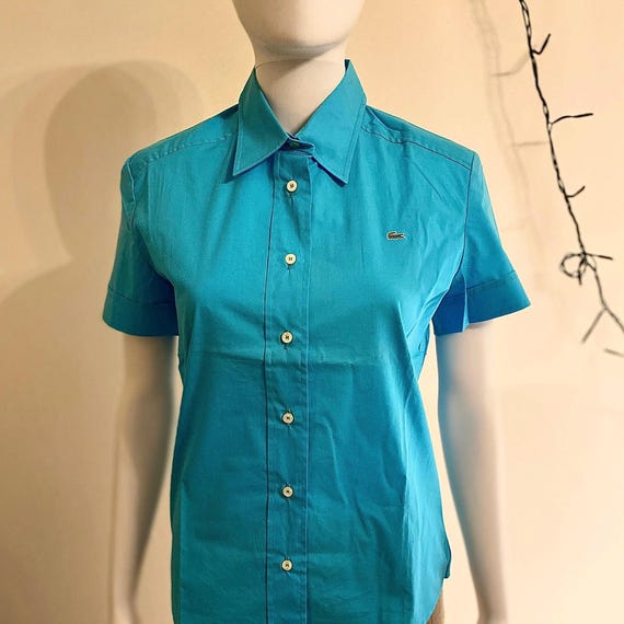 Raro polo de algodon Lacoste blusa retro camisa azul Vtg camisa Lacoste para mujer blusa de tenis vintage ropa de calle deportiva Etsy Espana