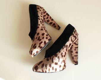 Vintage D&G Leopard Print Platform Heels - Italian Leather Pumps EU 37
