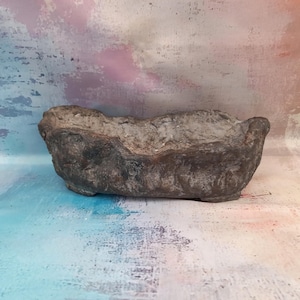 Vaso per bonsai allungato da 26 cm, realizzato a mano, dall'aspetto roccioso.