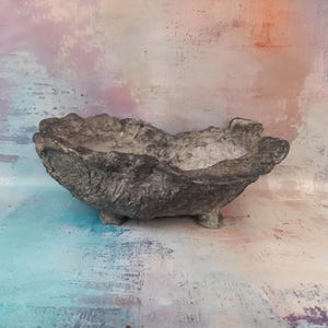 Handcrafted stone grey bonsai pot