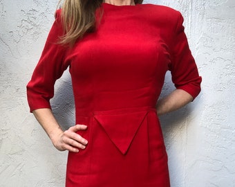 Med 50s 60s Sexy Red Vintage Dress Medium MCM