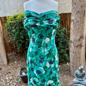 SM 50s 60s Strapless Floral Dress Wiggle