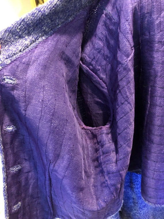 M 50s Hand Knit Purple Suit Skirt Set Lined - image 8