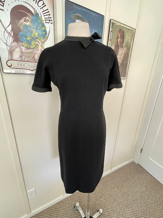 LG 50s Soft Wool Black Wiggle Dress - image 1