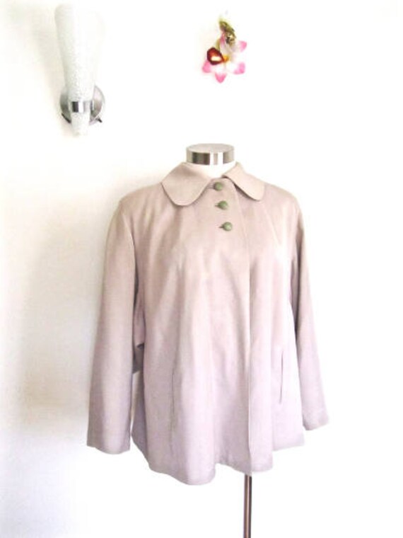 L 40s 50s Swing Coat Jacket Clutch Tan Taupe Butto
