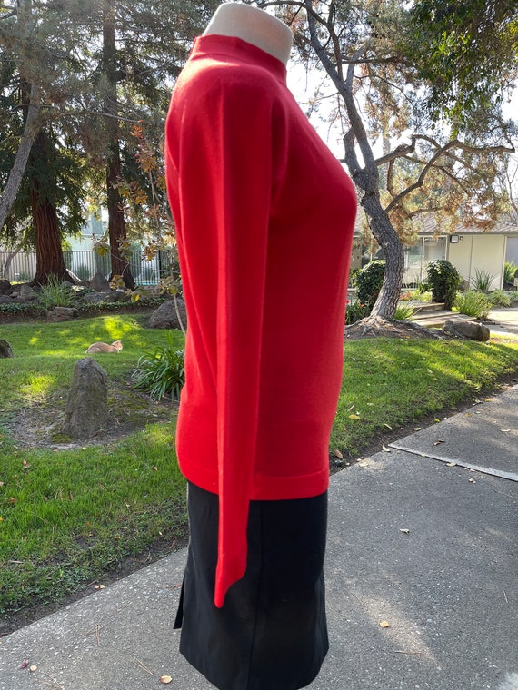 SM Med 50s 60s Vintage Red Cashmere Mock Turtlene… - image 7