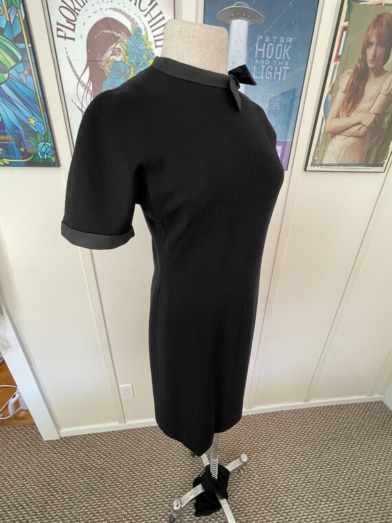 LG 50s Soft Wool Black Wiggle Dress - image 2