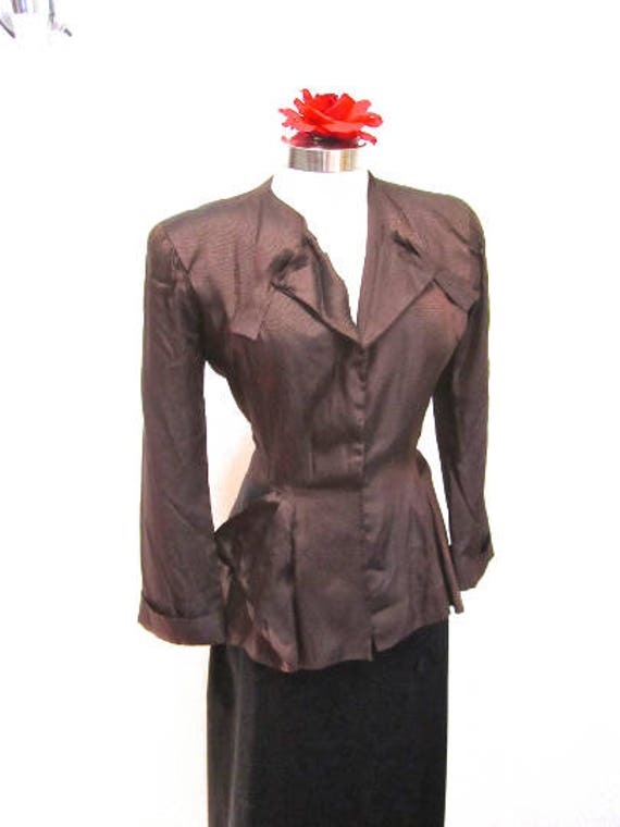M 40s Jacket Evening Satin Iridescent Brown Bronze