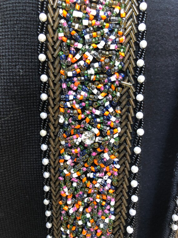 Med 50's Beaded Wool Knit Cardigan Jacket - image 5