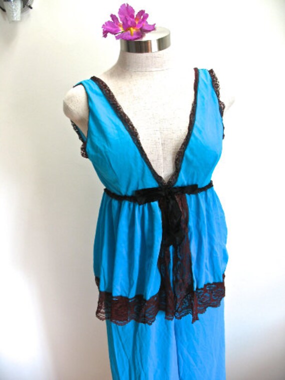 S M 60s Nightie Pajamas Silky Nylon Belle Smith B… - image 3