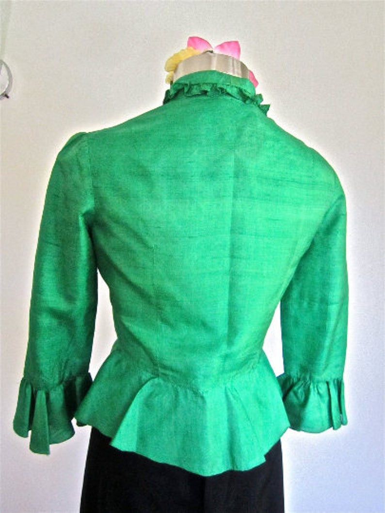 kelly green silk shirt