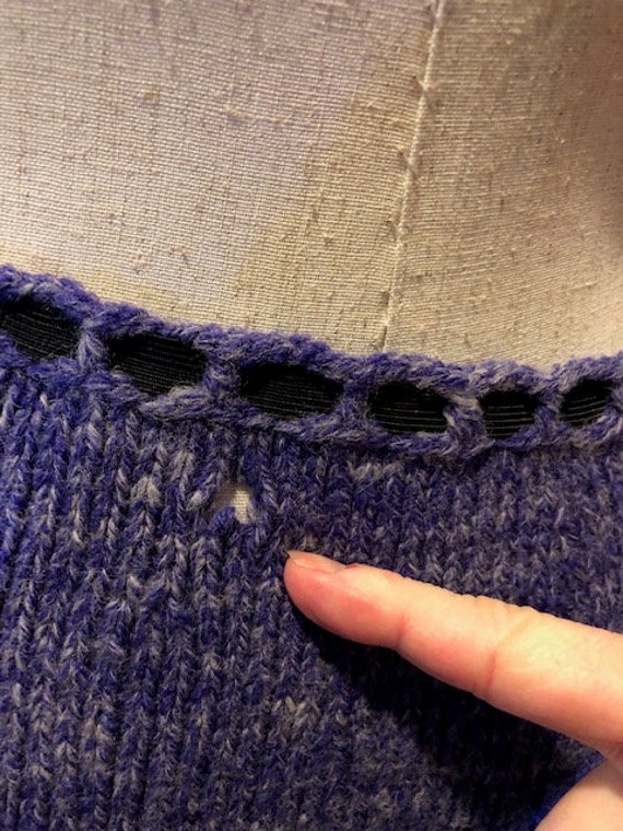 M 50s Hand Knit Purple Suit Skirt Set Lined - image 6