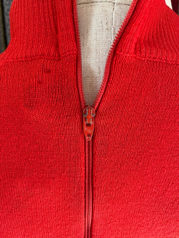 SM Med 50s 60s Vintage Red Cashmere Mock Turtlene… - image 6