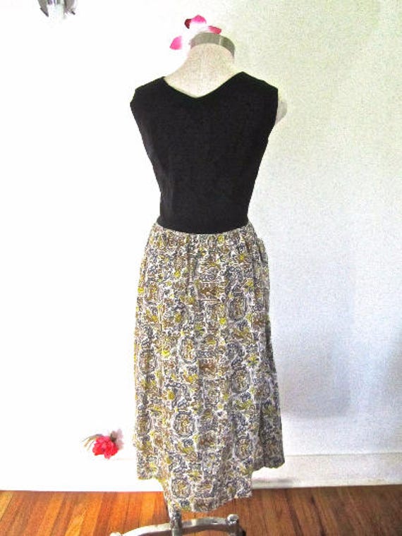 L 40s 50s Day Dress Cotton Deco Atomic Print Flor… - image 4