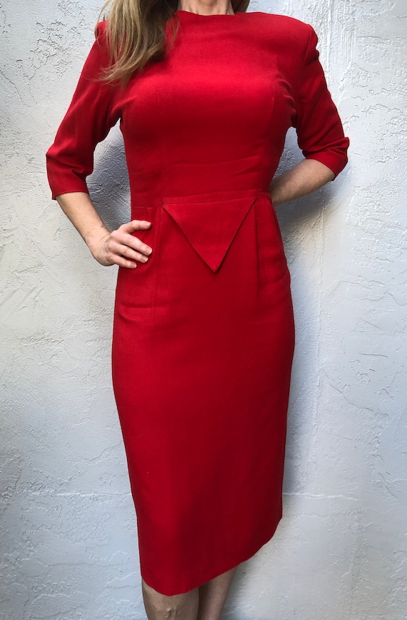 Med 50s 60s Sexy Red Vintage Dress Medium MCM