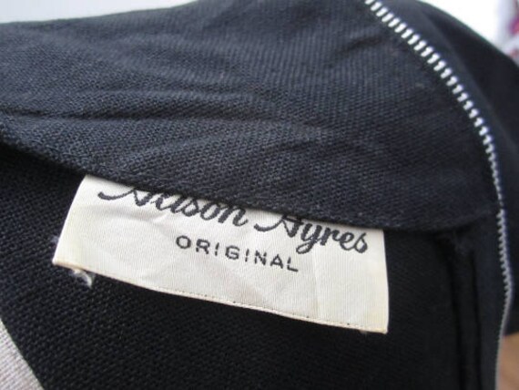 M 50s 60s Black Dress Linen Mid Century Modern Au… - image 5