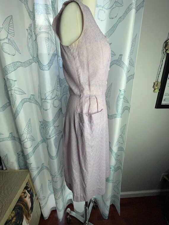 Sm 40s Lavender and White Striped Sundress Pin up… - image 4