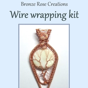 Full kit Moon Tree pendant, wire wrap, weaving tutorial, DIY jewellery making set, PDF file, wrapping, pattern, step by step, craft hobby